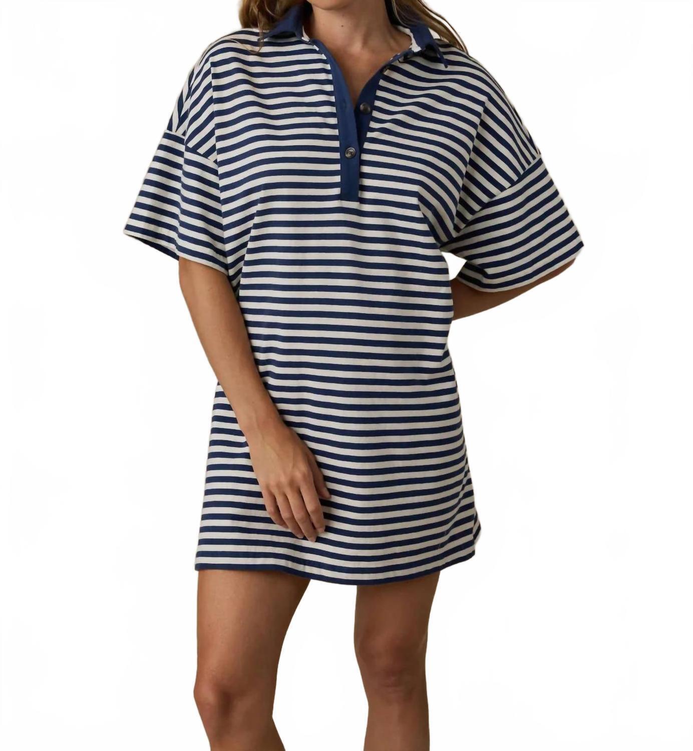 New Faherty Cotton Knit Dress In Shadow Bay Stripe